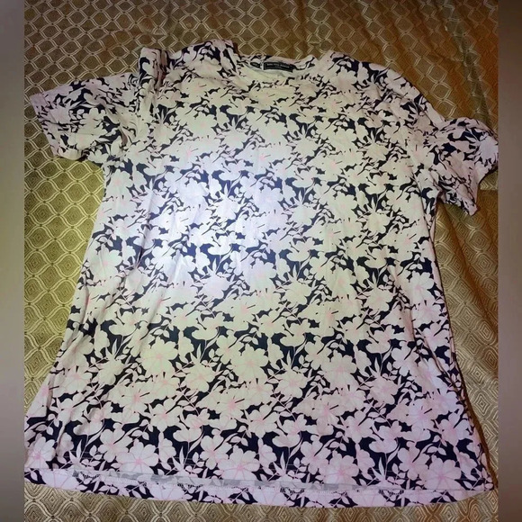 SAKS FIFTH AVENUE MODERN FIT FLORAL PRINT MENS T SHIRT L WHITE/PINK MULTI - Picture 10 of 10